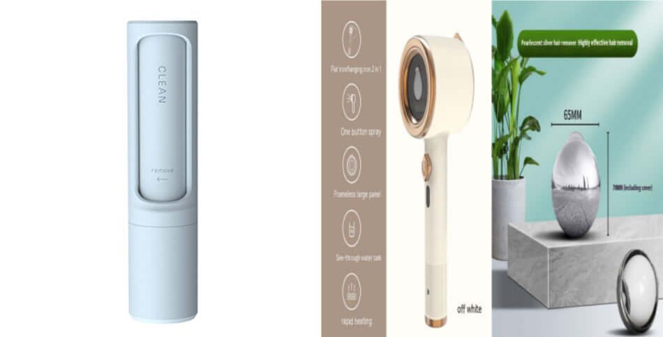 Mini portable garment steamer in dark green, featuring a flat iron/hanging iron 2 in 1 design and rapid heating.