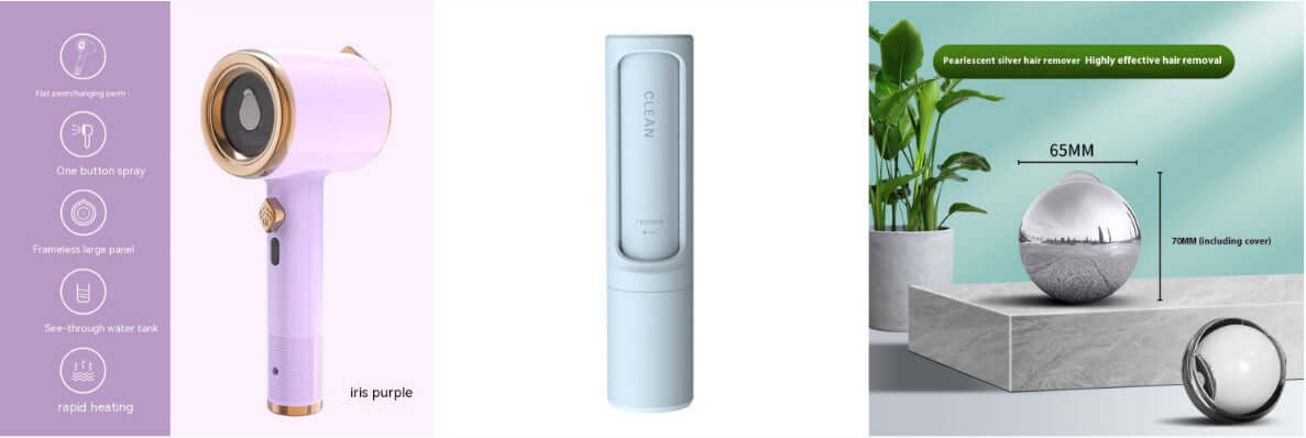 Mini portable garment steamer in dark green, featuring a flat iron/hanging iron 2 in 1 design and rapid heating.