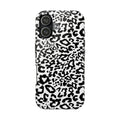 Leopard Print Tough Phone Case — Black & White Protective Cover