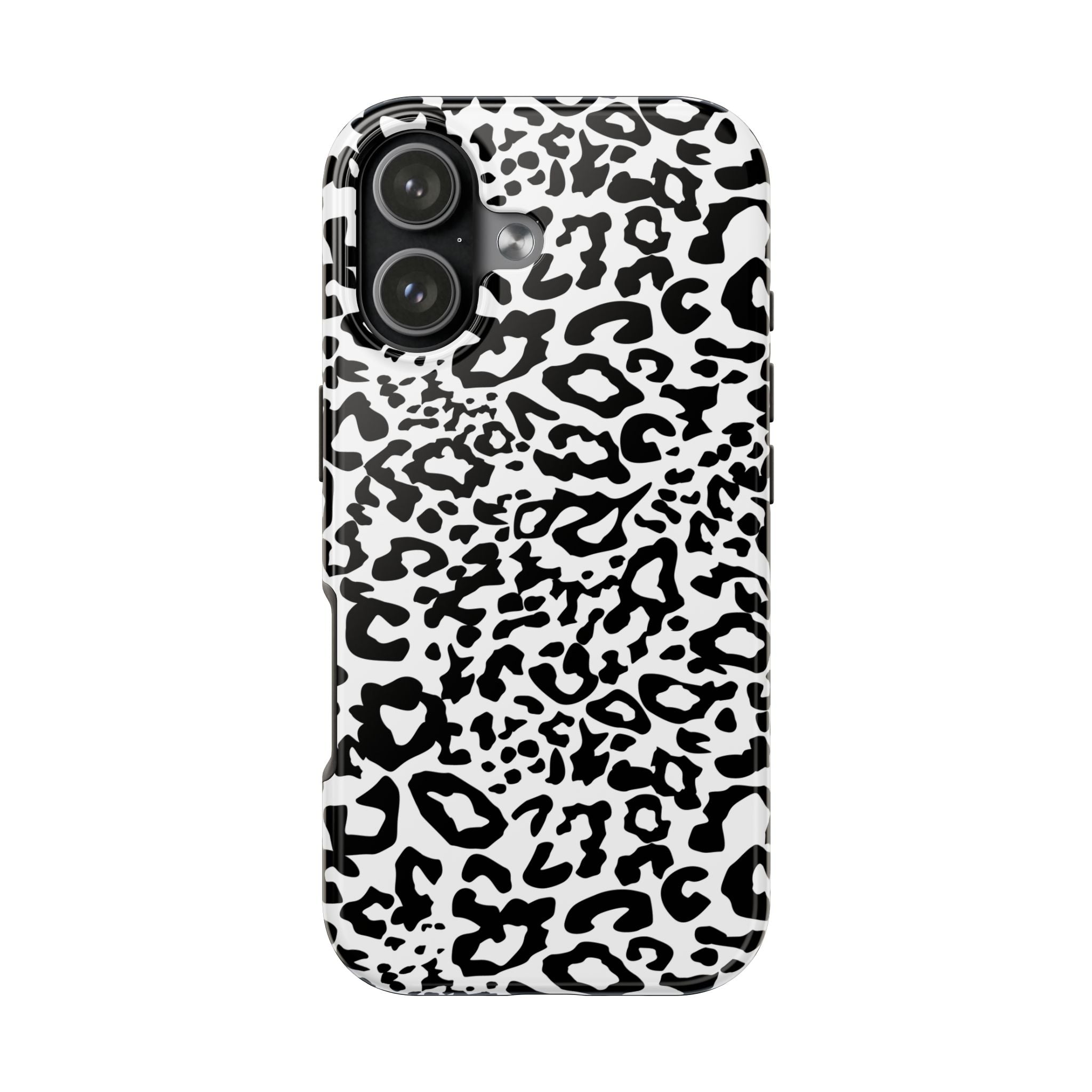 Leopard Print Tough Phone Case — Black & White Protective Cover